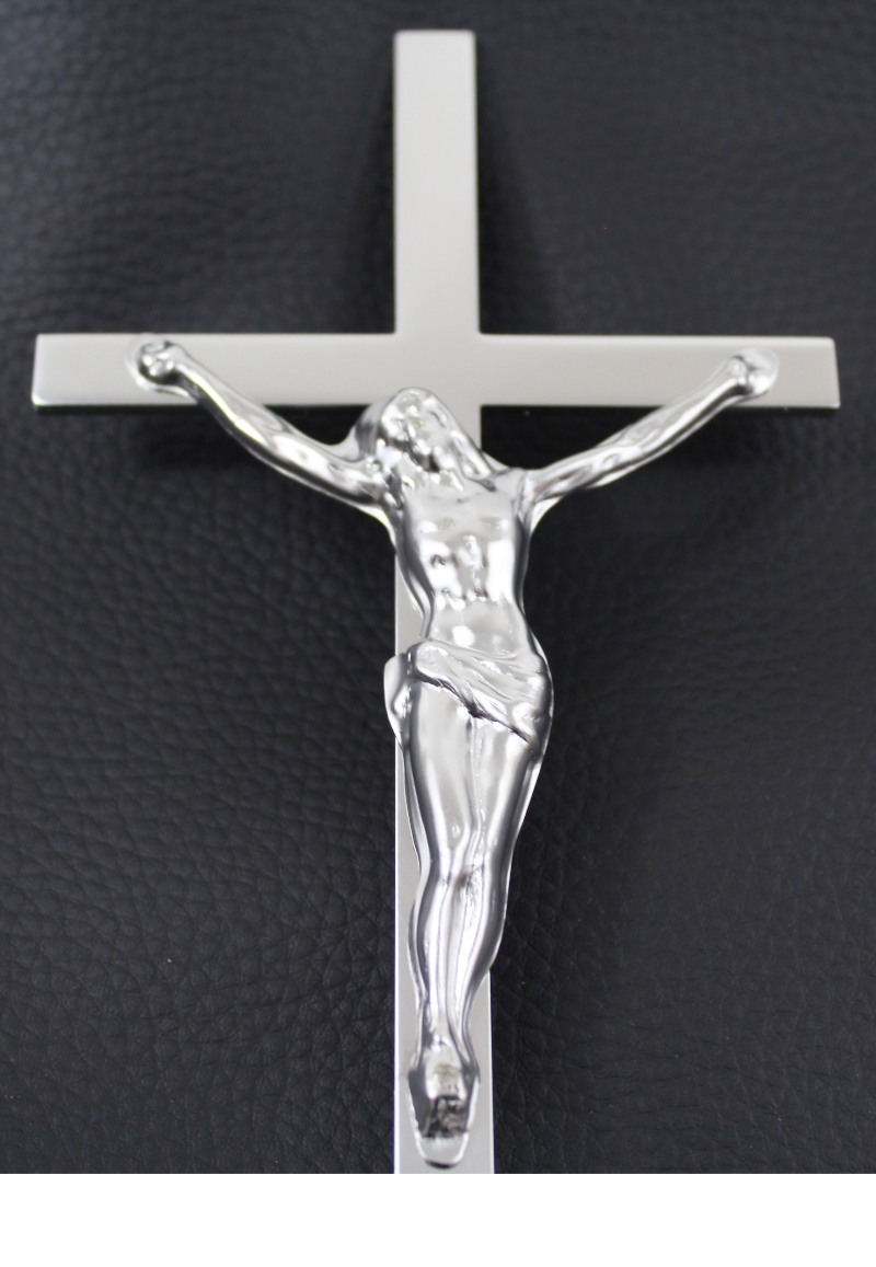 Krížik nerezový s telom Krista / 25 cm