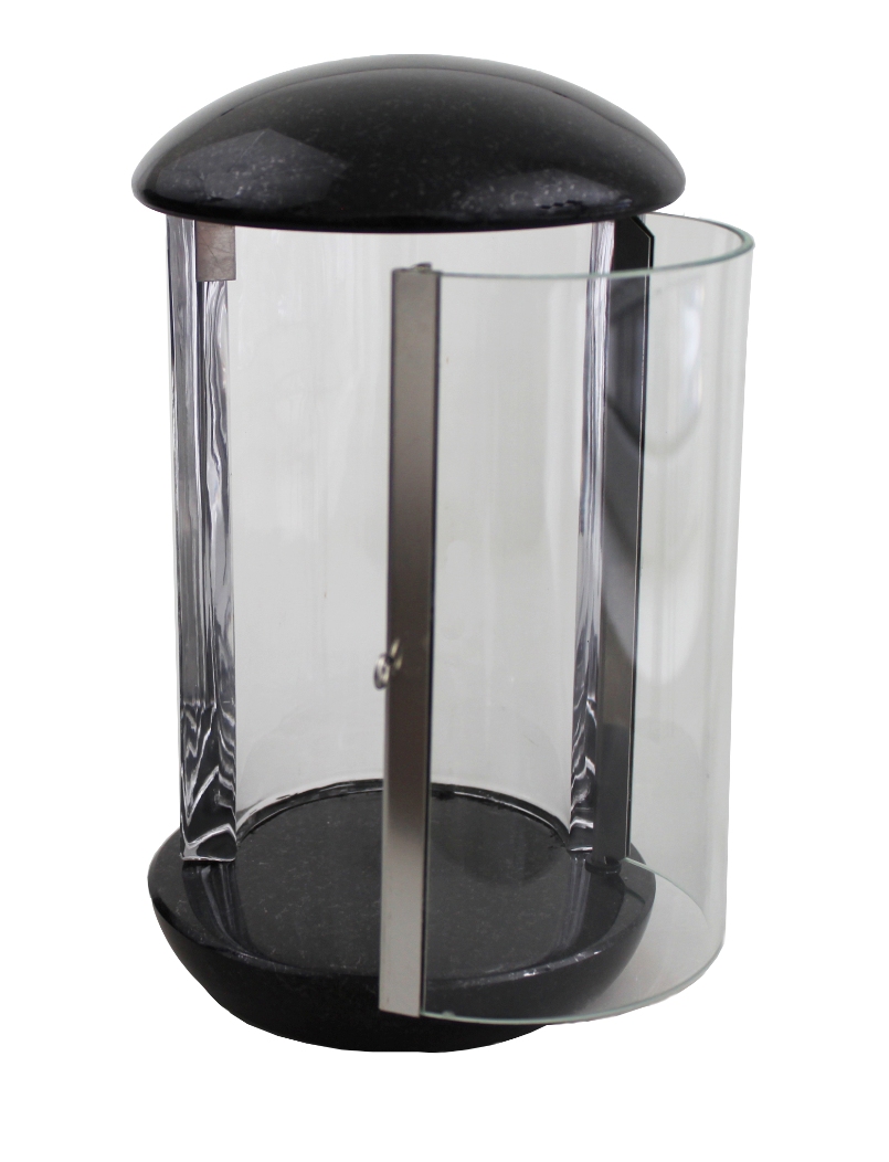 Náhrobný lampáš H6 oblý žula / sklo - Švédska žula