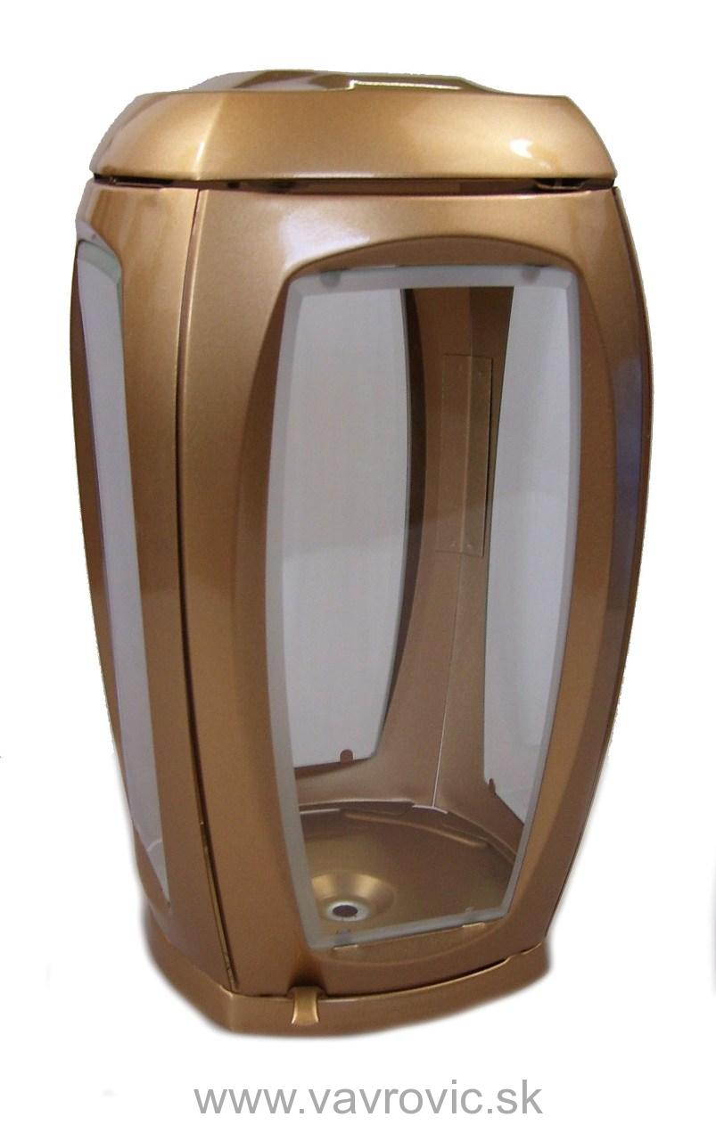 Náhrobný lampáš L5 - zlato - metalická farba / štvorhranný oblý